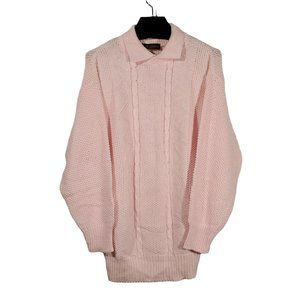 VTG Landmark Collared Waffle Knit Sweater Barbiecore Pastel Granny Long Modest